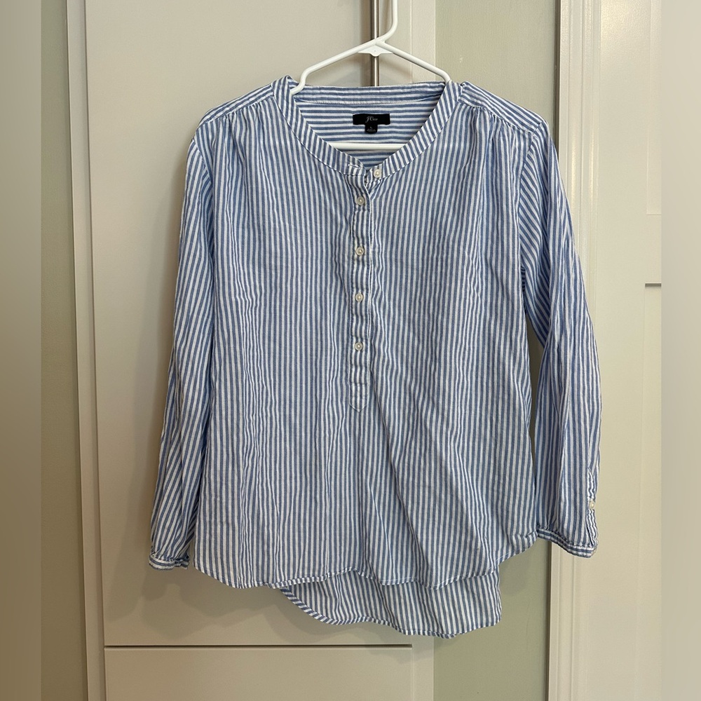 J. Crew Blue and White Striped Shirt